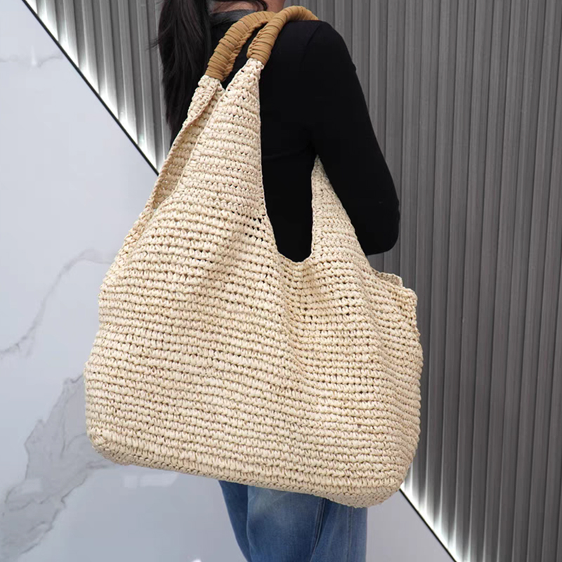 Women'S Raffia Bags - Women Large Capacity Handmade Tote Bag,