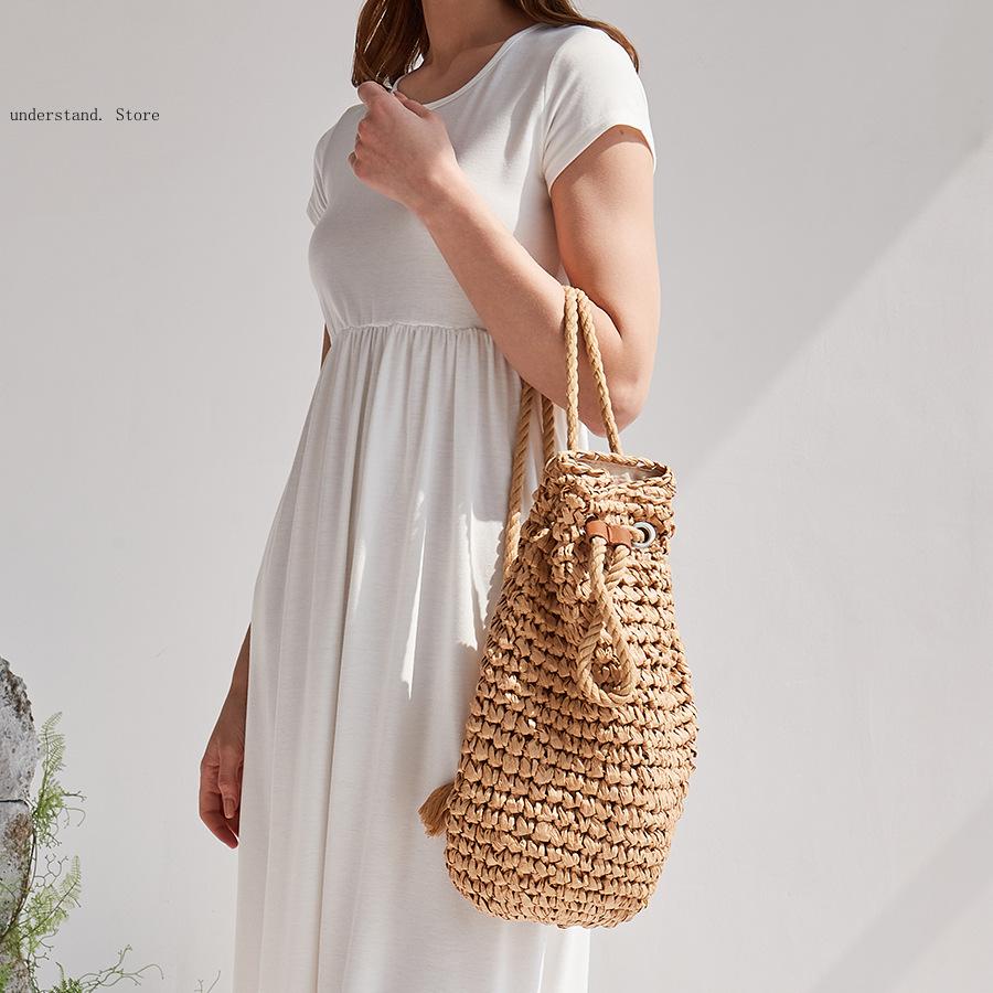 Handmade Drawstring Beach Shou - Women'S Raffia Bags recension och pris