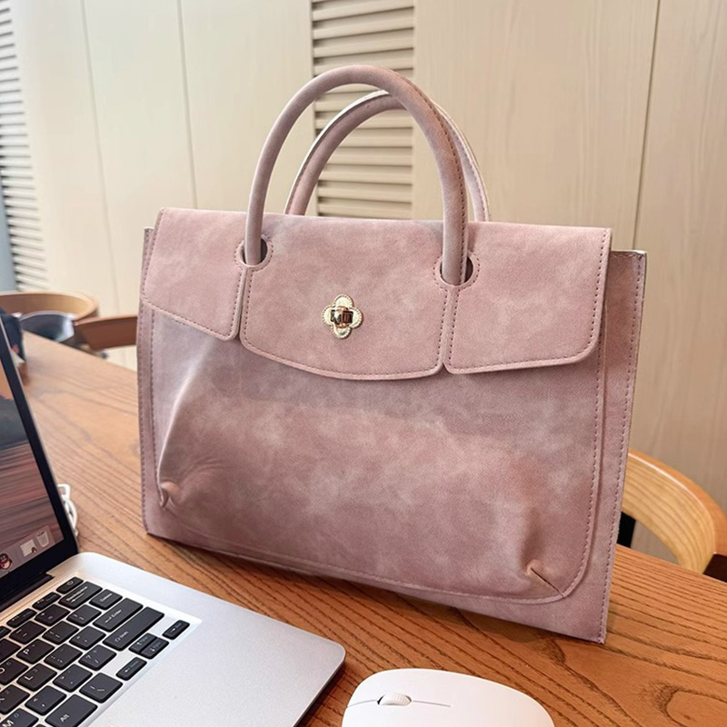 Elegant Pink PU Leather Laptop - Women Hand Bags For Office recension och pris