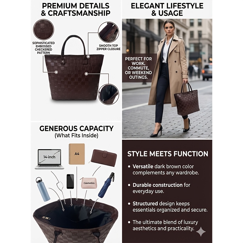 Light Luxury Deep Brown Quilte - Women Bags On Sale recension och pris